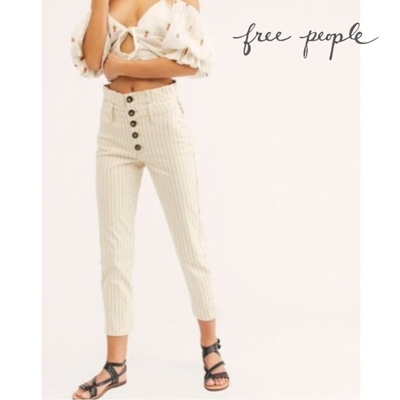 Free People Montella Paperbag Stripe Crop Pant - Picture 1 of 13